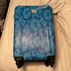 small blue floral suitcase